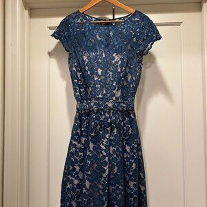 Eliza J Belted Lace Fit and Flare Size 12